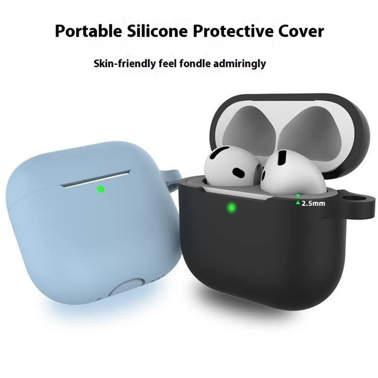 For AirPods 4 Earphone Silicone Case Set with Anti-Lost Keychain, Strap, Ear Tips, Cleaning Pen - Transparent - Image 3