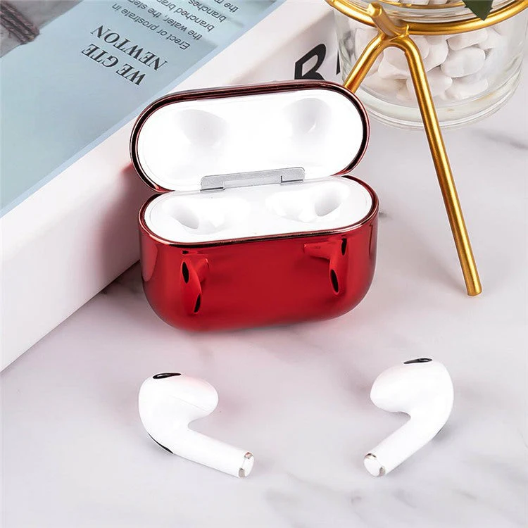 For AirPods 4 PC Hard Case Electroplating Earphone Protective Cover - Red - Image 6
