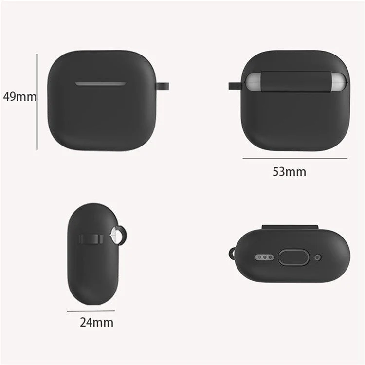 For AirPods 4 Portable Silicone Case with Carabiner Headphone Storage Bag Set - White - Image 5