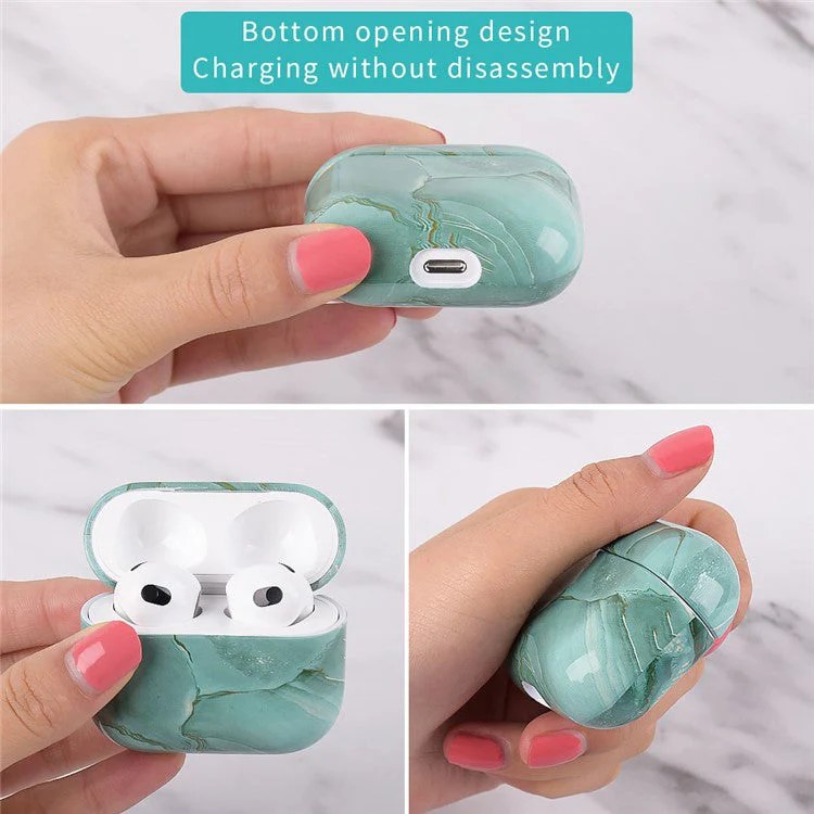 For AirPods 4 Protective Case Marble Pattern Anti-Drop Hard PC Earphone Charging Box Cover - S03 - Image 3