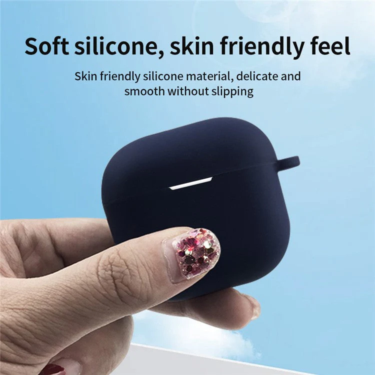 For AirPods 4 Silicone Case Integrated Bluetooth Earbuds Protective Cover with Hook - Dark Grey - Image 4
