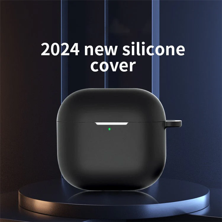 For AirPods 4 Silicone Case Soft Wireless Earbud Organizer Cover Thickness 2.5mm with Carabiner - Dark Grey - Image 6