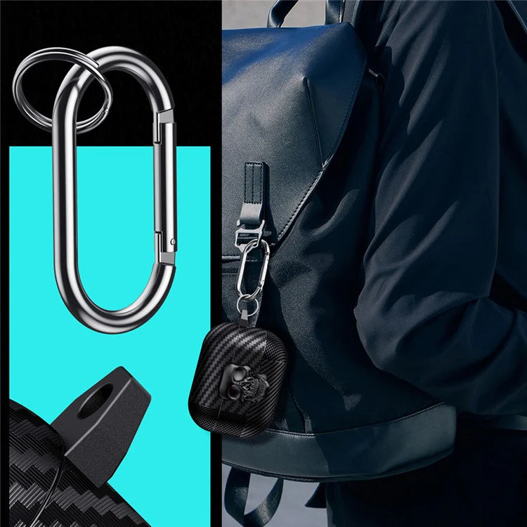 For AirPods 4 with ANC Protective Case Skull Design Snap Switch TPU + Metal Earphone Cover with Carabiner - Bronze - Image 4