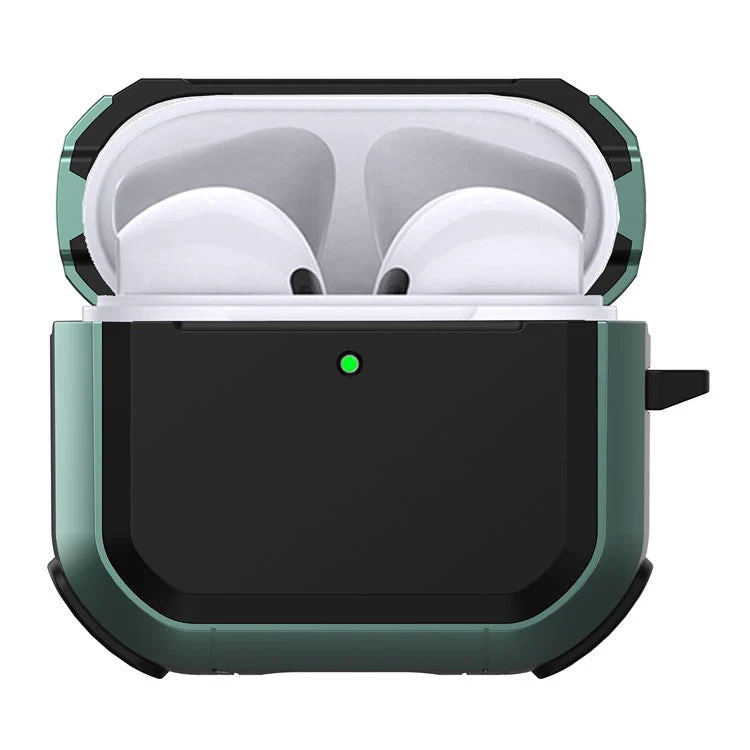 For AirPods 4 with ANC Protective Case TPU+PC Anti-Drop Earphone Cover with Carabiner - Green - Image 6