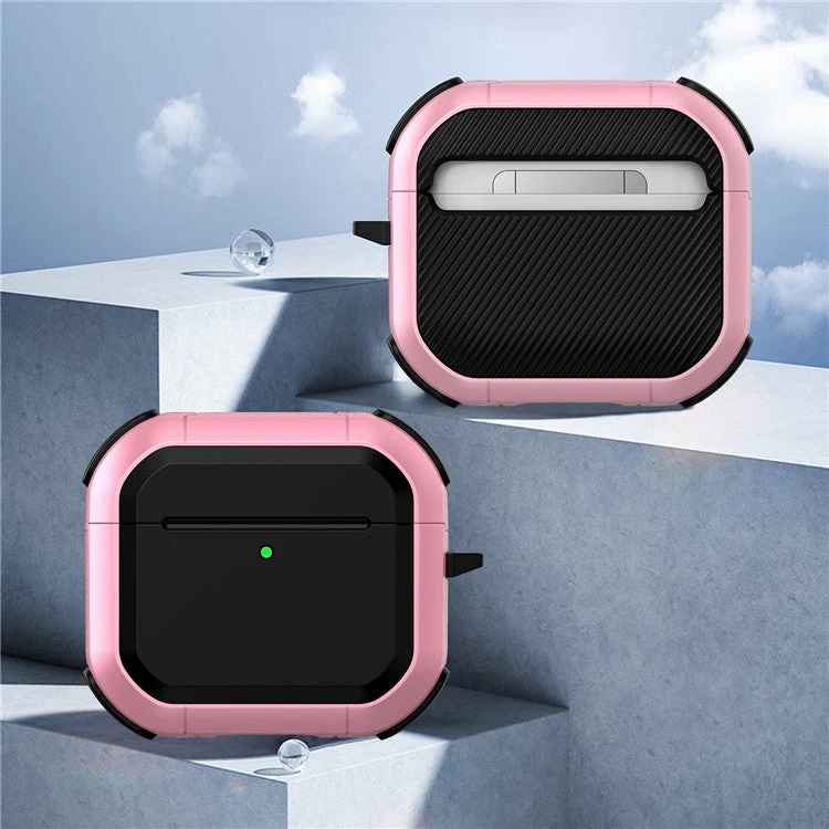 For AirPods 4 with ANC Protective Case TPU+PC Anti-Drop Earphone Cover with Carabiner - Pink - Image 2