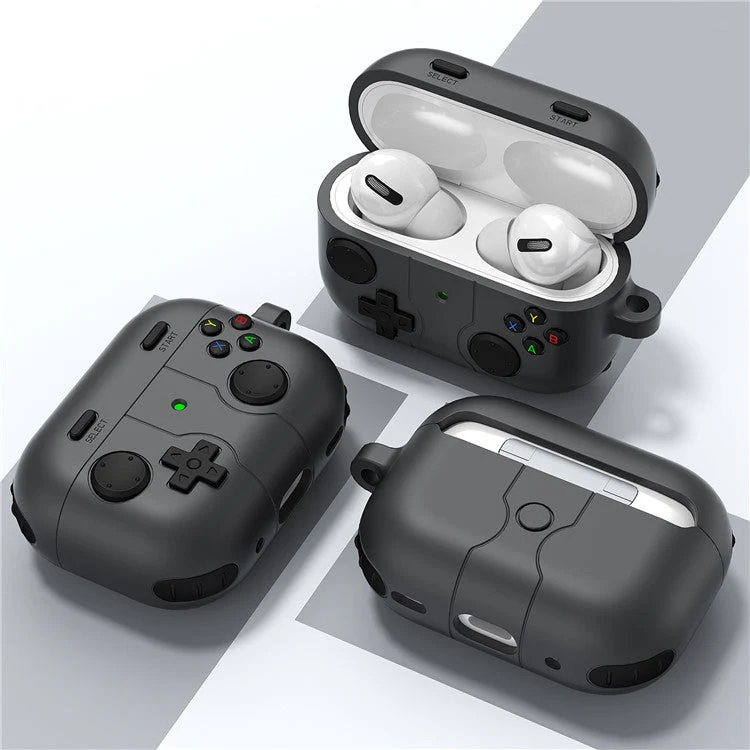 For AirPods Pro 2 / AirPods Pro Case Game Console Shape Earphones Silicone Shell with Carabiner - Green - Image 4