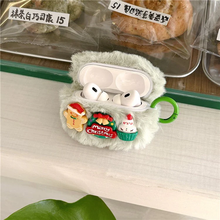 For AirPods Pro 2 / AirPods Pro Lovely Christmas Earphone Case Soft Fluff TPU Cover with Ring Buckle - Image 3