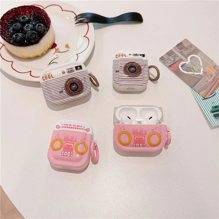 For AirPods Pro 2 / AirPods Pro Retro Camera Design TPU Shell IMD Workmanship Protective Cover - Pink - Image 5