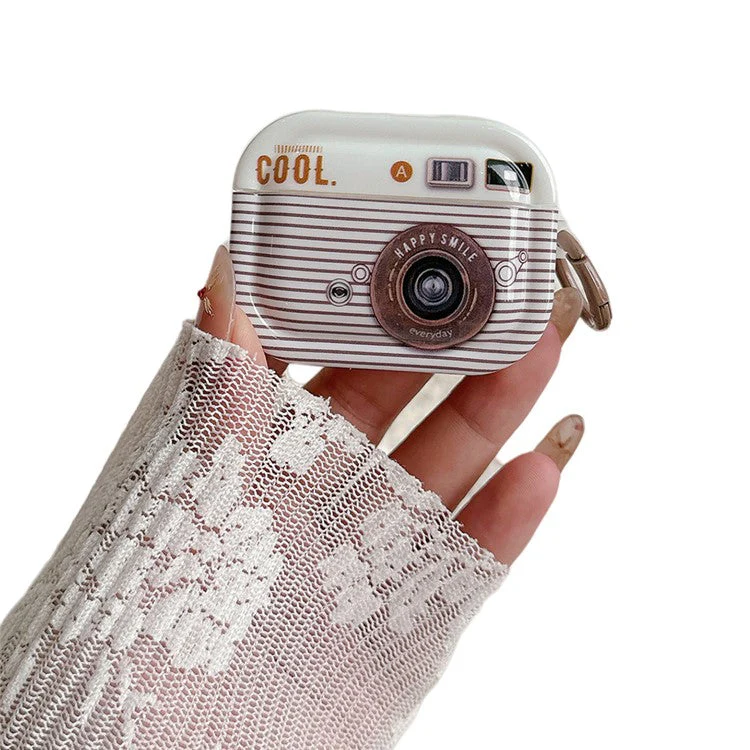For AirPods Pro 2 / AirPods Pro Retro Camera Design TPU Shell IMD Workmanship Protective Cover - White - Image 2