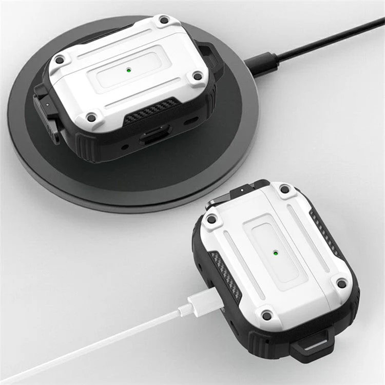 For AirPods Pro 2 Anti-drop PC+TPU Case Bluetooth Earbud Cover with Hanging Buckle - Black - Image 4