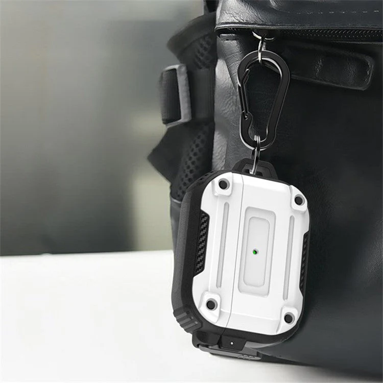 For AirPods Pro 2 Anti-drop PC+TPU Case Bluetooth Earbud Cover with Hanging Buckle - White - Image 6