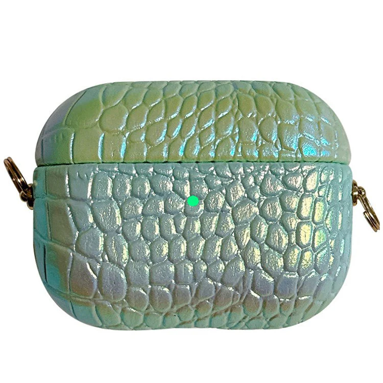 For AirPods Pro 2 Bluetooth Earphone Case Colorful PU Leather+PC Shell Charging Bin Sleeve - Green