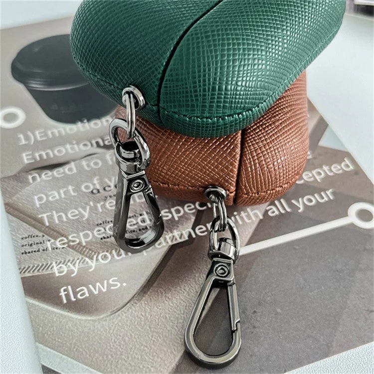 For AirPods Pro 2 Bluetooth Earphone Cover Cross Texture PU Leather Anti-drop Case - Rose Gold - Image 5