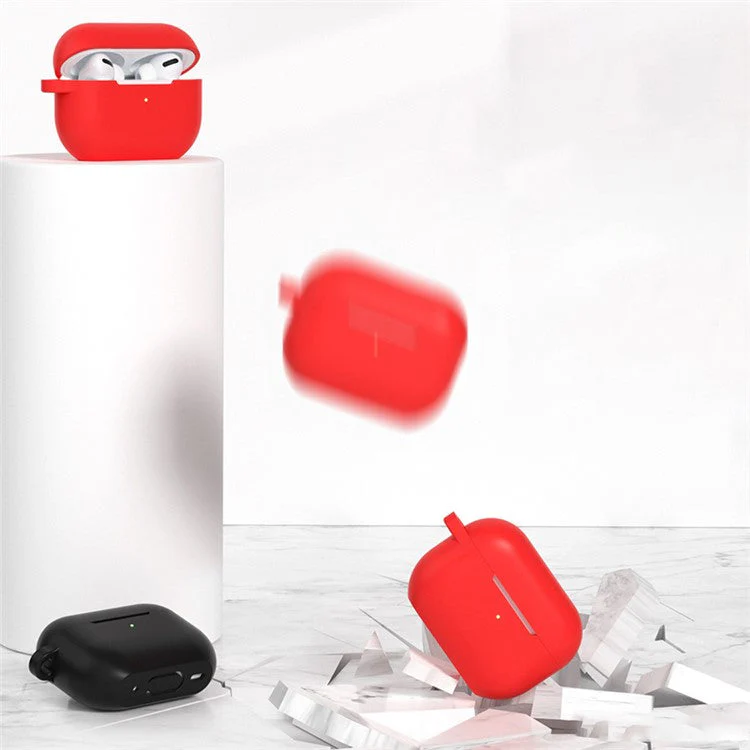 For AirPods Pro 2 Bluetooth Earphone Flat Bottom Silicone Protective Case Anti-scratch Anti-drop Cover - Black - Image 3