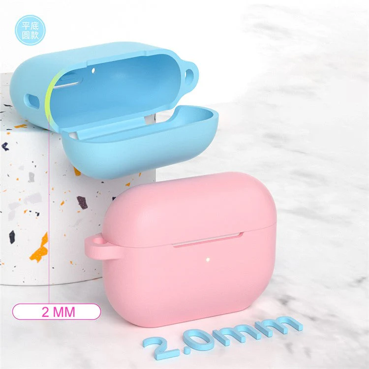 For AirPods Pro 2 Bluetooth Earphone Flat Bottom Silicone Protective Case Anti-scratch Anti-drop Cover - Pink - Image 5