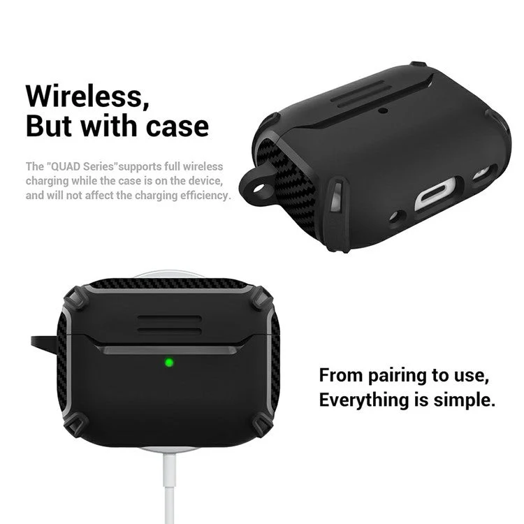 For AirPods Pro 2 Bluetooth Earphone TPU Protective Case Carbon Fiber Texture Anti-drop Cover - Black - Image 4