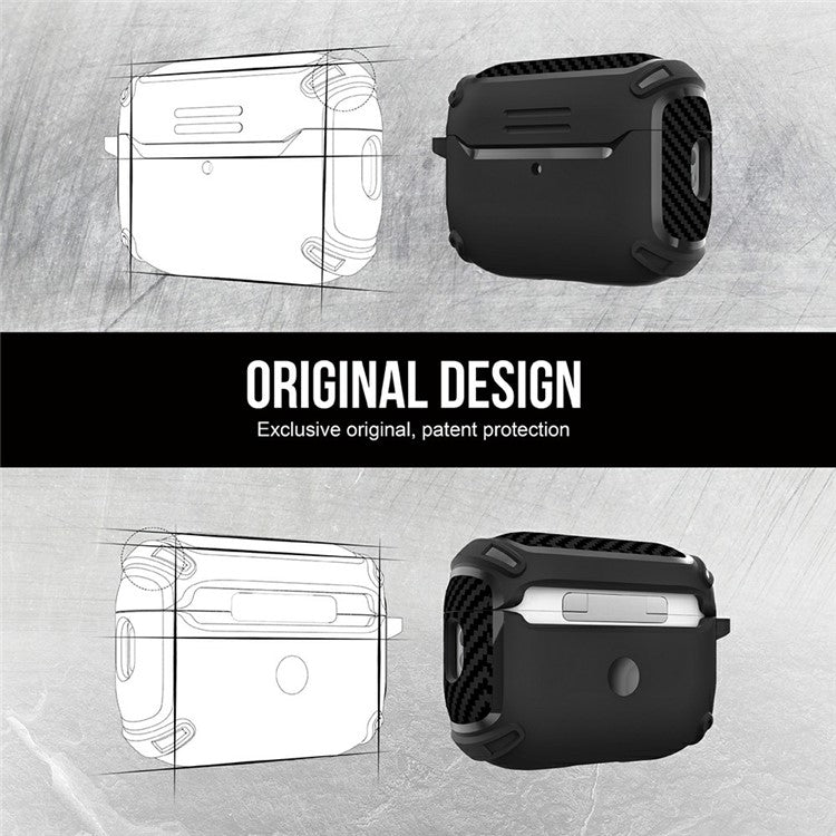 For AirPods Pro 2 Bluetooth Earphone TPU Protective Case Carbon Fiber Texture Anti-drop Cover - Black - Image 7