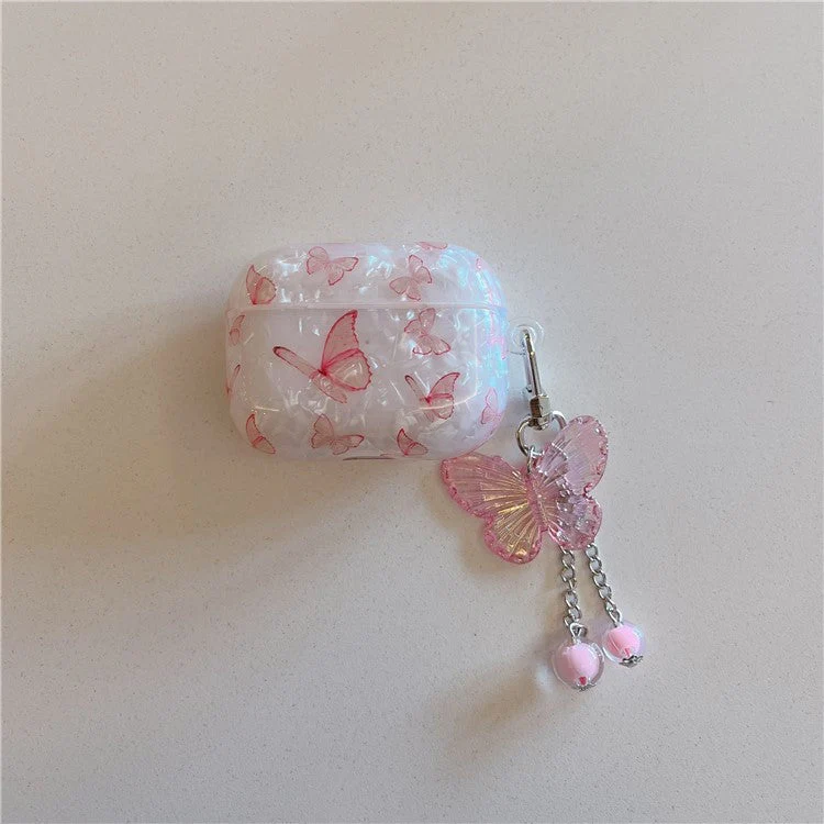 For AirPods Pro 2 Butterfly Pattern Cover Shell Texture TPU Anti-drop Earphone Case with Butterfly Pendant - Image 4