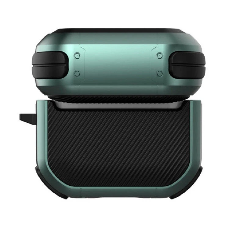 For AirPods Pro 2 Carbon Charging Case Cover Bluetooth Earbuds Protector Shockproof Cover Dual Color TPU+PC Case with Buckle - White - Image 3