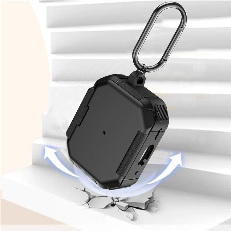 For AirPods Pro 2 Case PC+TPU Flip Stand Bluetooth Earphone Anti-drop Cover with Carabiner - Green - Image 3