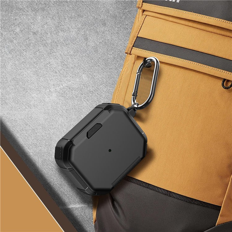 For AirPods Pro 2 Case PC+TPU Flip Stand Bluetooth Earphone Anti-drop Cover with Carabiner - Silver - Image 5