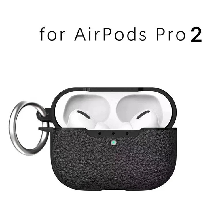 For AirPods Pro 2 Charging Case Cover Litchi Texture Bluetooth Earbuds Shockproof TPU Case with Buckle - Green - Image 2