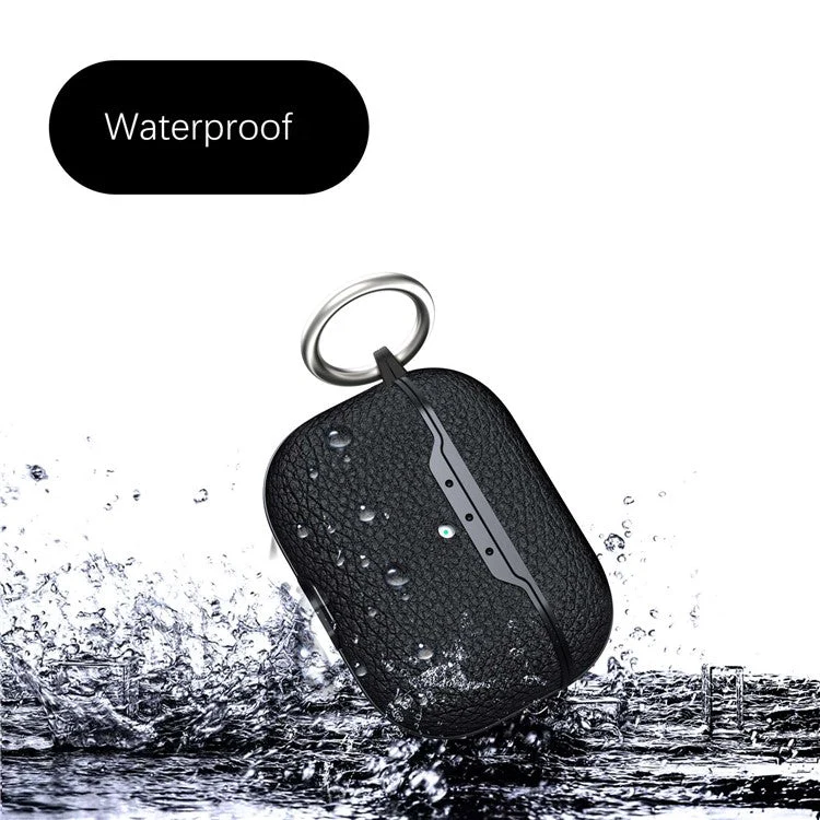 For AirPods Pro 2 Charging Case Cover Litchi Texture Bluetooth Earbuds Shockproof TPU Case with Buckle - Red - Image 3