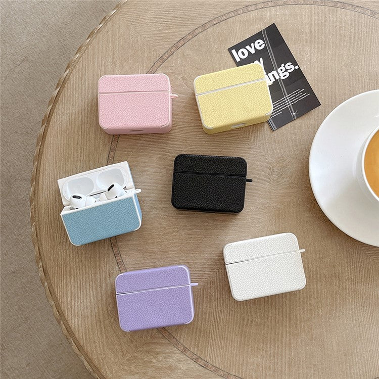 For AirPods Pro 2 Charging Case Cover Litchi Texture PU Leather TPU Shockproof Case - Blue - Image 3