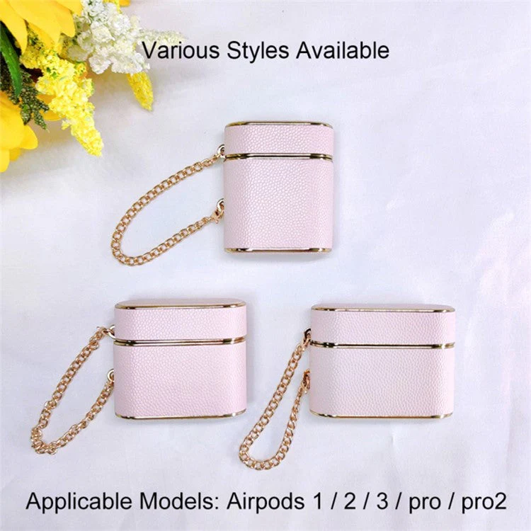 For AirPods Pro 2 Column Shape Bluetooth Earphone Cover Leather Texture TPU + PC Anti-drop Case - Light Pink - Image 5