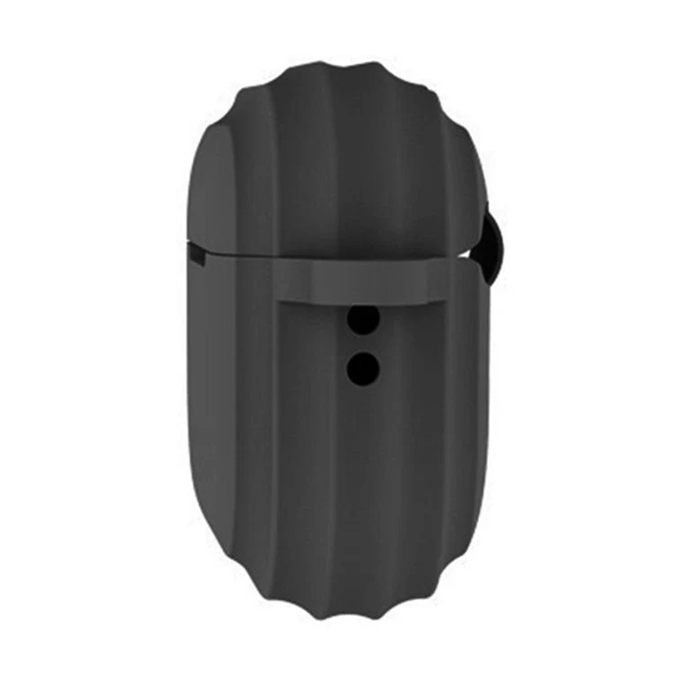 For AirPods Pro 2 Earphone Case Shock Resistant Soft Silicone Cover with Anti-Lost Carabiner - Black - Image 3