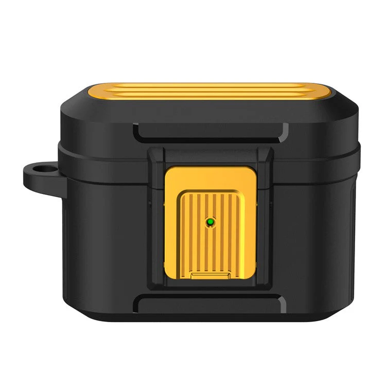 For AirPods Pro 2 Earphone Protective Case Pressing Buckle Luggage Case Design TPU+PC Anti-drop Cover - Black / Yellow - Image 2