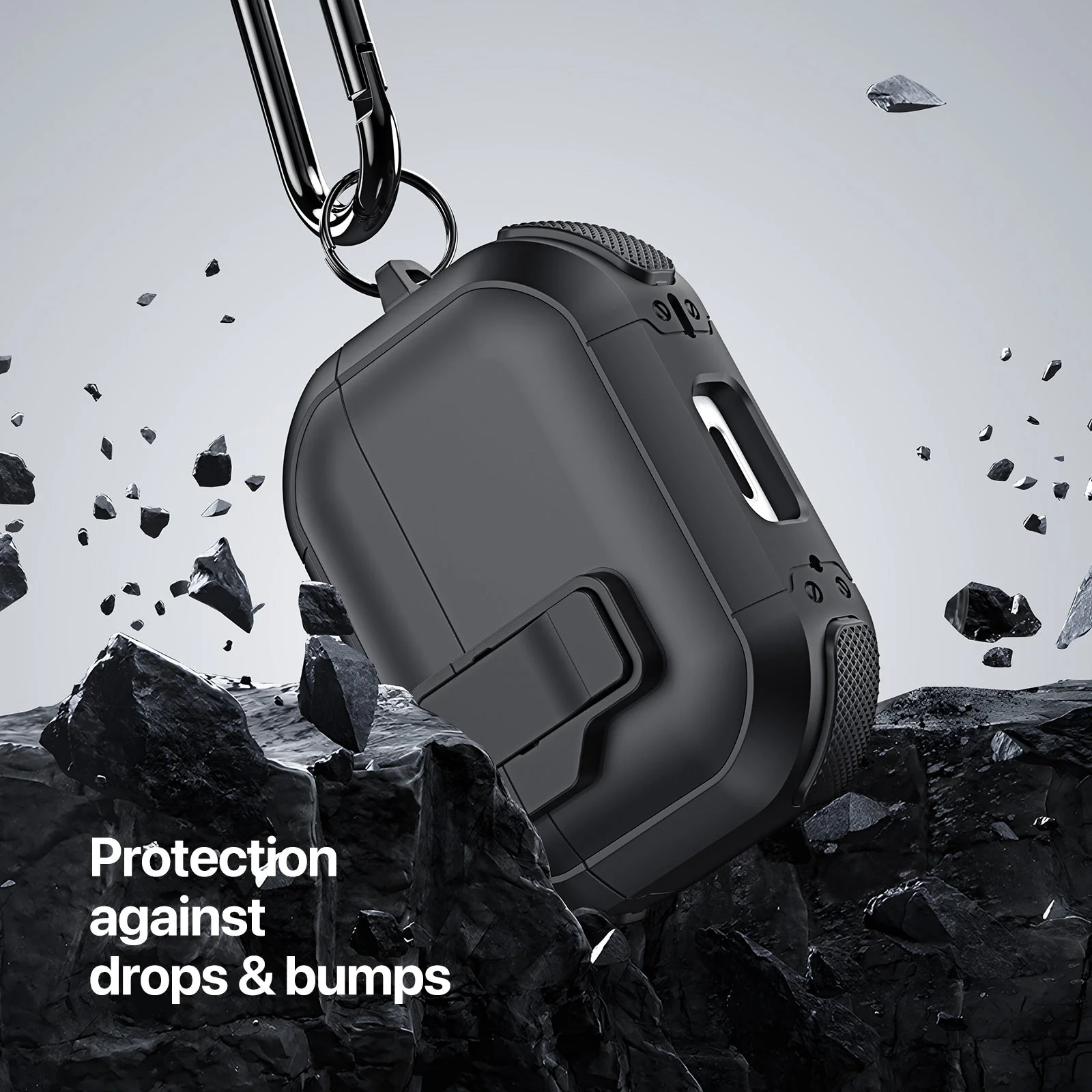 For AirPods Pro 2 Eraphone Case DUX DUCIS PECP Series PC+TPU Bluetooth Earphone Cover with Hook - Black - Image 5
