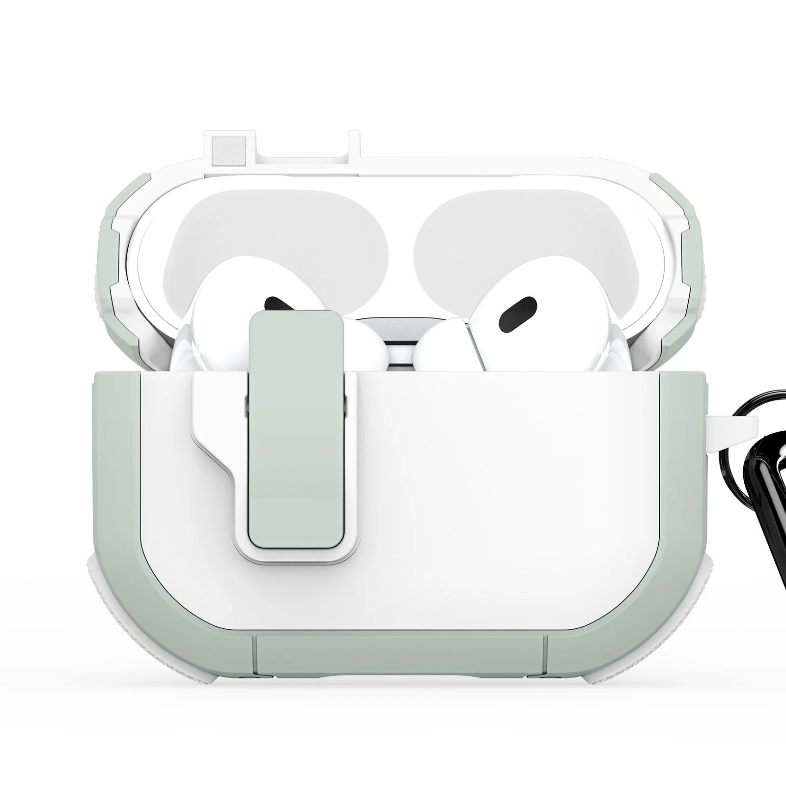 For AirPods Pro 2 Eraphone Case DUX DUCIS PECP Series PC+TPU Bluetooth Earphone Cover with Hook - White Green - Image 2