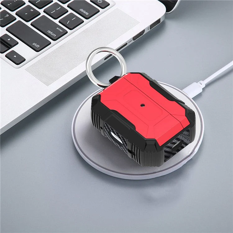 For AirPods Pro 2 Hard PC + TPU Scratch Resistant Case Anti-Lost Earbuds Cover with Anti-lost Carabiner - Purple - Image 3