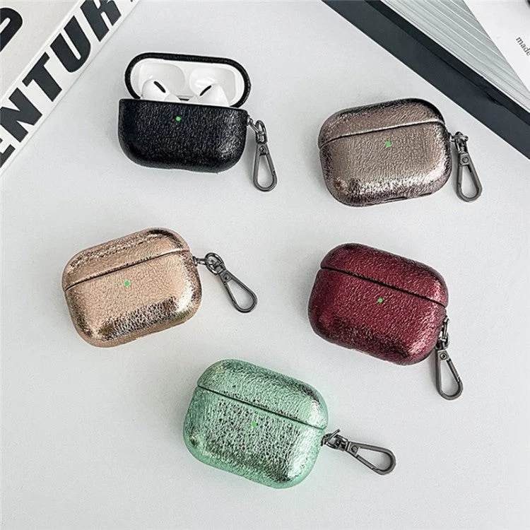 For AirPods Pro 2 Leather Texture Bluetooth Earphone Protective Cover Anti-scratch Case - Wine Red - Image 4