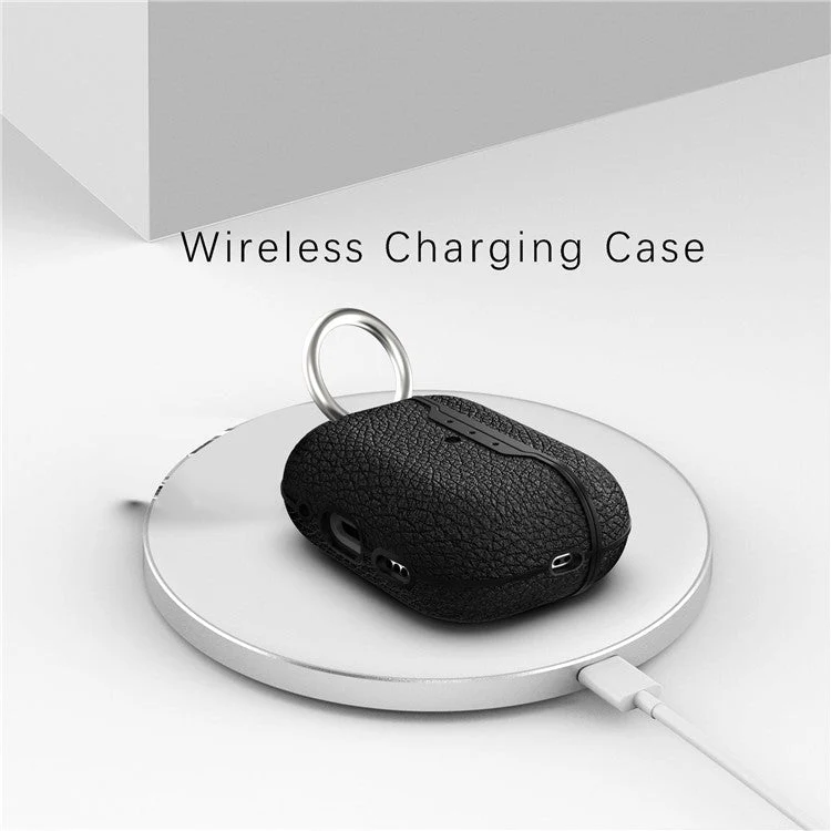 For AirPods Pro 2 Litchi Texture Soft TPU Bluetooth Earphone Case Ultra-thin Protective Cover with Ring Buckle - Red - Image 6