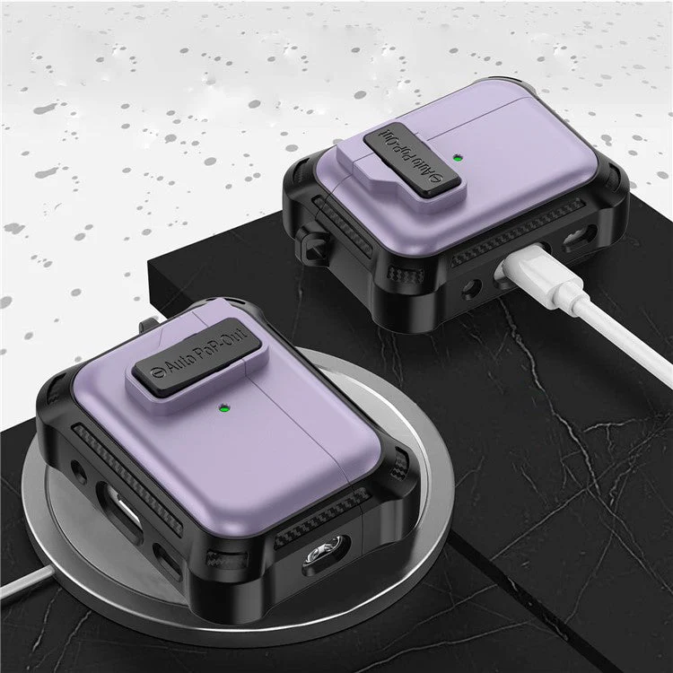 For AirPods Pro 2 Pressing Buckle Design Wireless Earphone Protective Case TPU+PC Anti-drop Cover - Red - Image 4