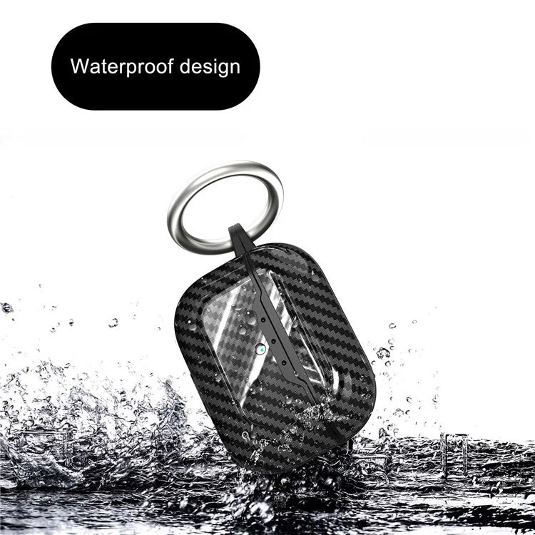 For AirPods Pro 2 / Pro Case Cover Carbon Fiber Protective Cover Portable Earbuds Anti-Drop TPU Case with Buckle - Sapphire - Image 3