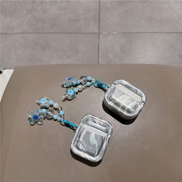 For AirPods Pro 2 / Pro Drop Protection TPU Cover Blue Flower Pattern TWS Earphone Case with Pendant - Image 5