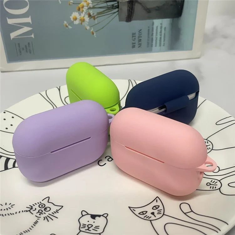 For AirPods Pro 2 Shockproof Bluetooth Earphones Case 2.2mm Soft Silicone Thickened Protective Cover with Anti-lost Buckle - Lavender Purple - Image 4