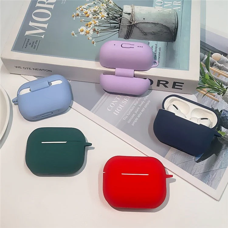 For AirPods Pro 2 Shockproof Bluetooth Earphones Case 2.2mm Soft Silicone Thickened Protective Cover with Anti-lost Buckle - Matcha Green - Image 2