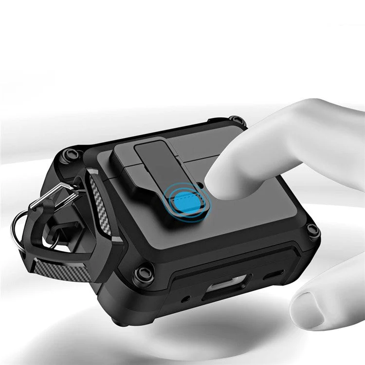For AirPods Pro 2 Shockproof TPU+PC Case Bluetooth Earbuds Charging Case Cover with Buckle - Blue - Image 5
