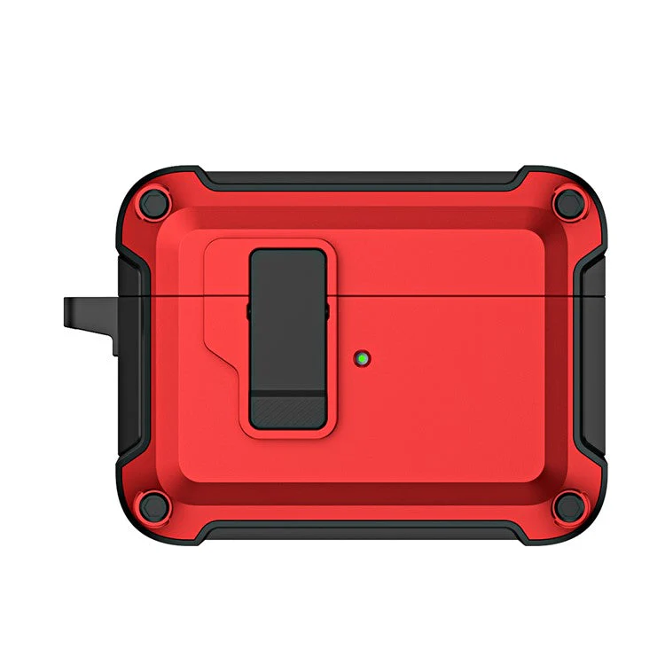 For AirPods Pro 2 Shockproof TPU+PC Case Bluetooth Earbuds Charging Case Cover with Buckle - Red - Image 2