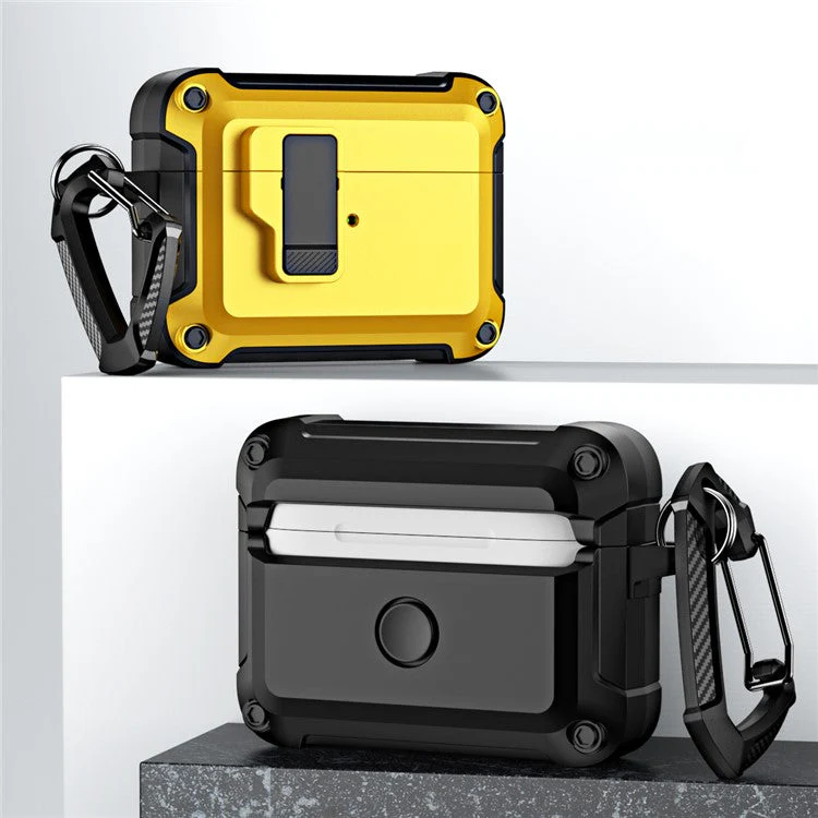 For AirPods Pro 2 Shockproof TPU+PC Case Bluetooth Earbuds Charging Case Cover with Buckle - Yellow - Image 3