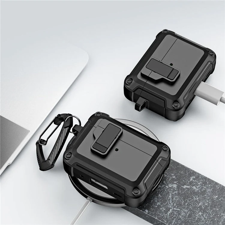 For AirPods Pro 2 Shockproof TPU+PC Case Bluetooth Earbuds Charging Case Cover with Buckle - Yellow - Image 6