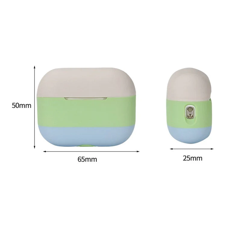 For AirPods Pro 2 Silicone Case Contrast Color Bluetooth Earphone Cover - Apricot+Matcha Green+Apricot - Image 7