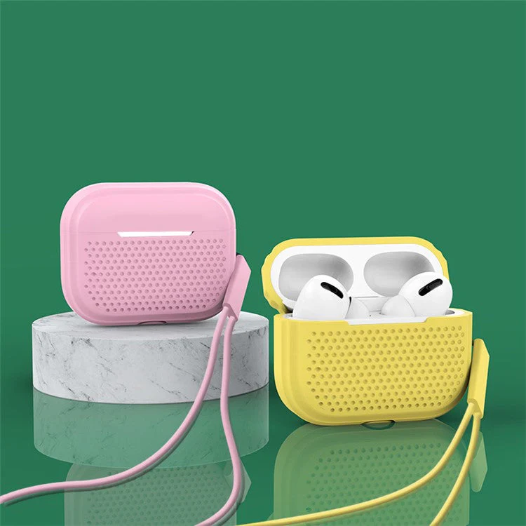 For AirPods Pro 2 Silicone Earphone Case Anti-Fall Anti-Dust Earbud Protection Skin Cover with Strap - Pink - Image 6
