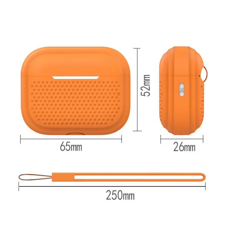 For AirPods Pro 2 Silicone Earphone Case Anti-Fall Anti-Dust Earbud Protection Skin Cover with Strap - Pink - Image 7