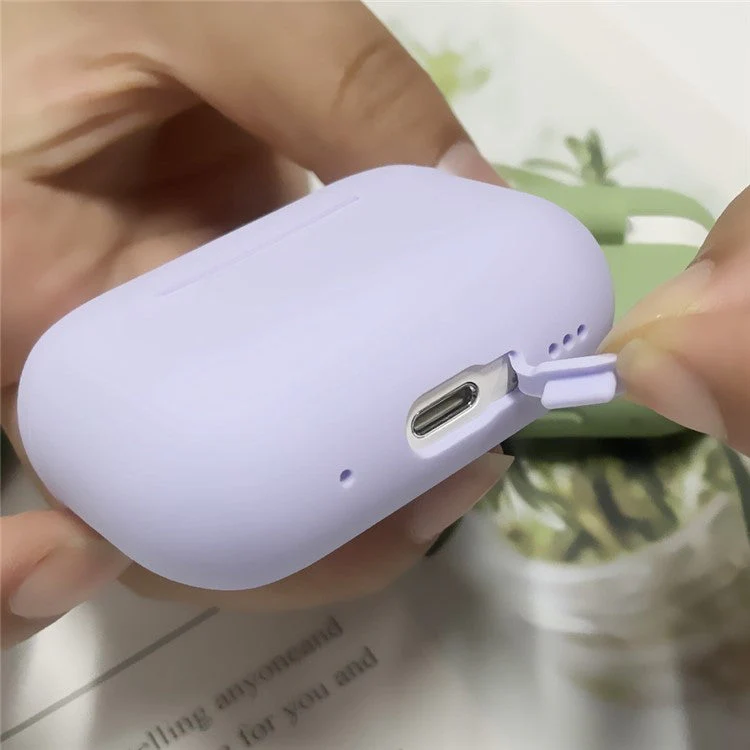 For AirPods Pro 2 Silicone Skin Earphone Case Portable 2mm Thick Scratch Shock Resistant Protective Cover with Lanyard - Matcha Green - Image 2
