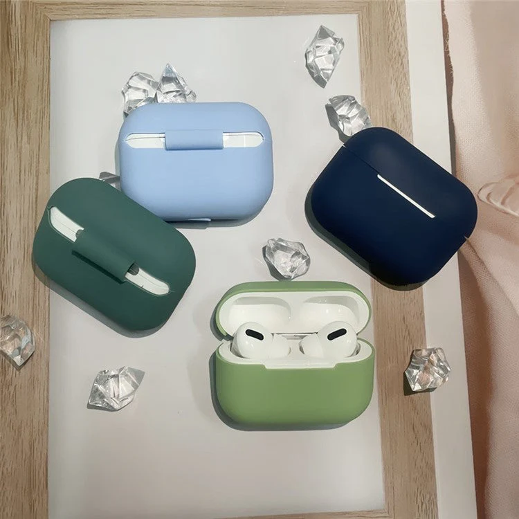For AirPods Pro 2 Silicone Skin Earphone Case Portable 2mm Thick Scratch Shock Resistant Protective Cover with Lanyard - Matcha Green - Image 4